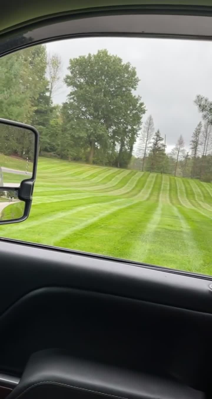 An on-site drive-by view of the finished mowing pattern.
